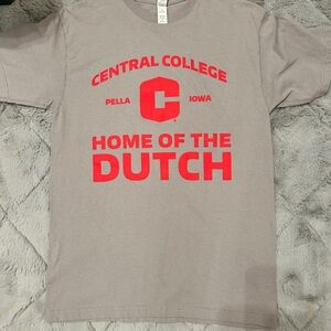 Gray Central College T-Shirt with Red Print